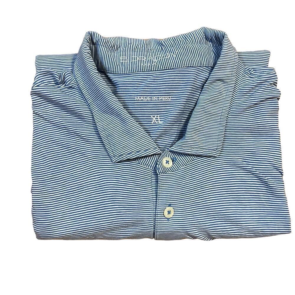 B Draddy Men’s Golf Polo Size XL Carpe Diem CCC Blue Stripe Knit Pocket Atl